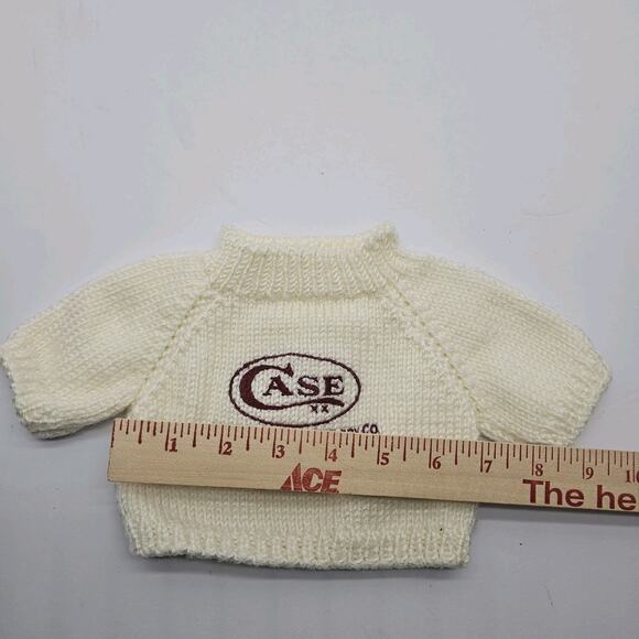2 Vintage Handmade Doll Clothes Embroidered Sweaters Case Cutlery Green & White - Picture 8 of 9